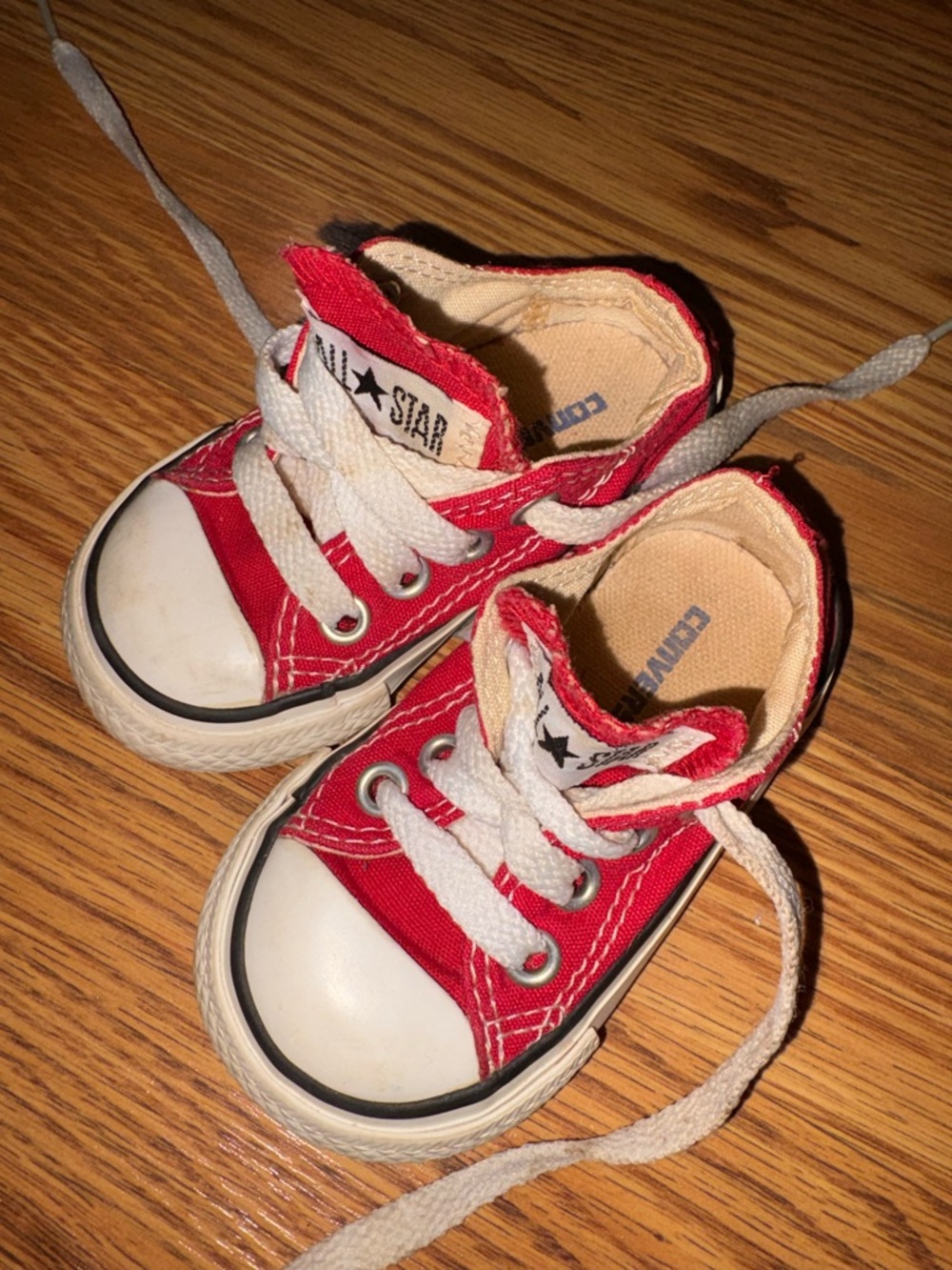 Classic Red Canvas Kids Lace-Up Sneakers